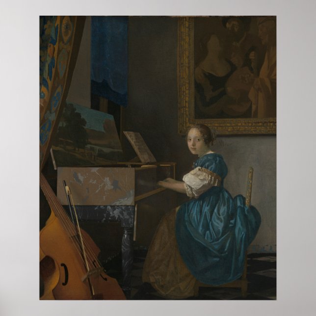 Young Woman at a Virginal — Vermeer Poster (Front)