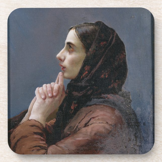 Young Woman at Prayer, 1879 (oil on canvas) Coaster (Front)