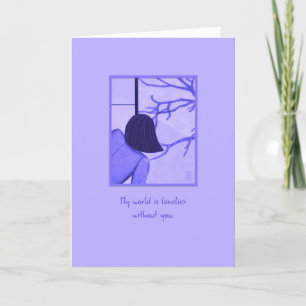 Young Woman at Shoji Screen The World is Lonelier Card
