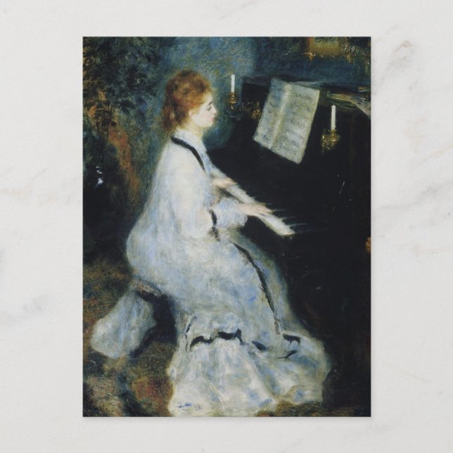 Young Woman at the Piano by Renoir Postcard (Front)
