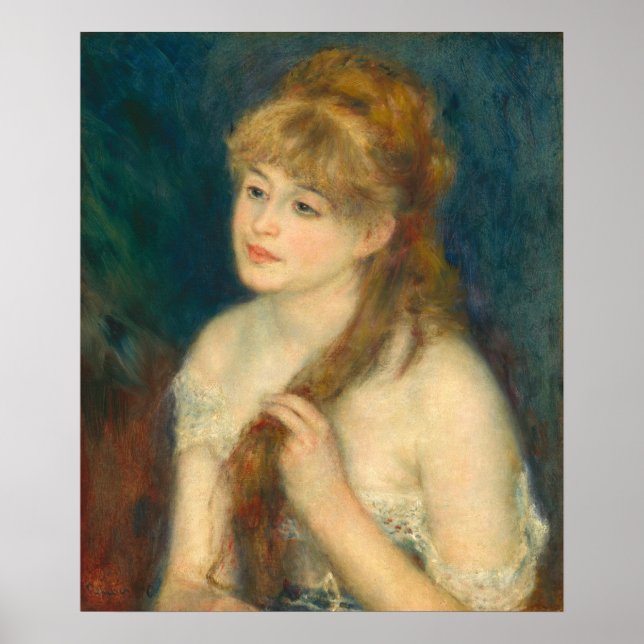 Young Woman Braiding - Auguste Renoir Fine Art Pos Poster (Front)