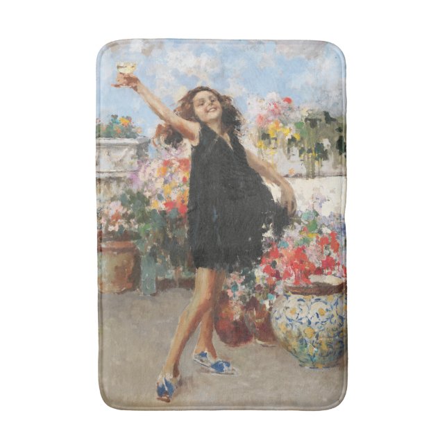 Young Woman Celebrating Victory (Vincenzo Irolli) Bath Mat (Front Vertical)