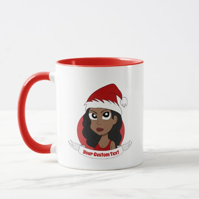 Young woman Christmas cartoon Mug (Left)