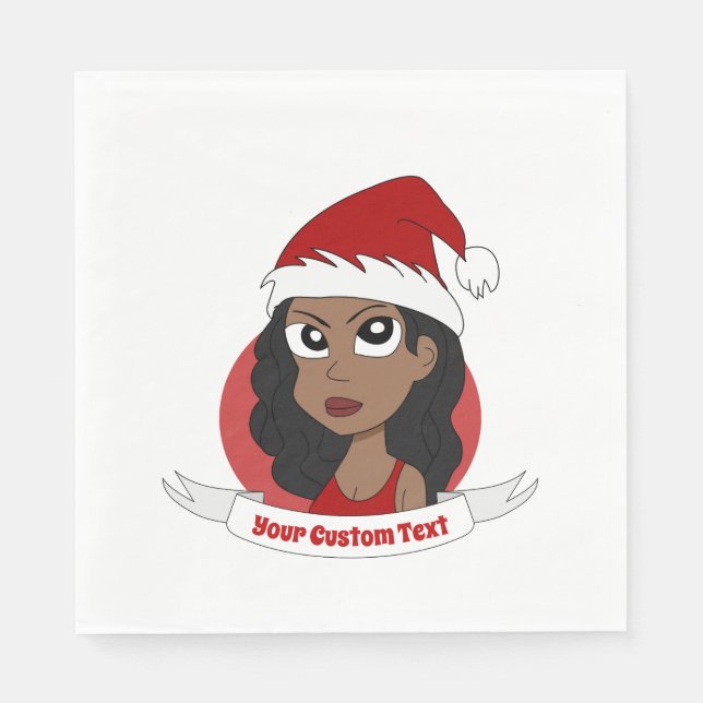 Young woman Christmas cartoon Napkin (Front)