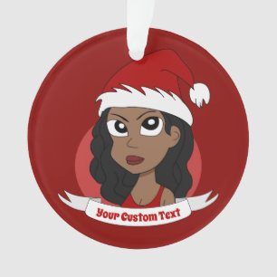 Young woman Christmas cartoon Ornament