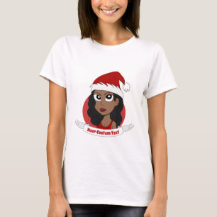 Young woman Christmas cartoon T-Shirt