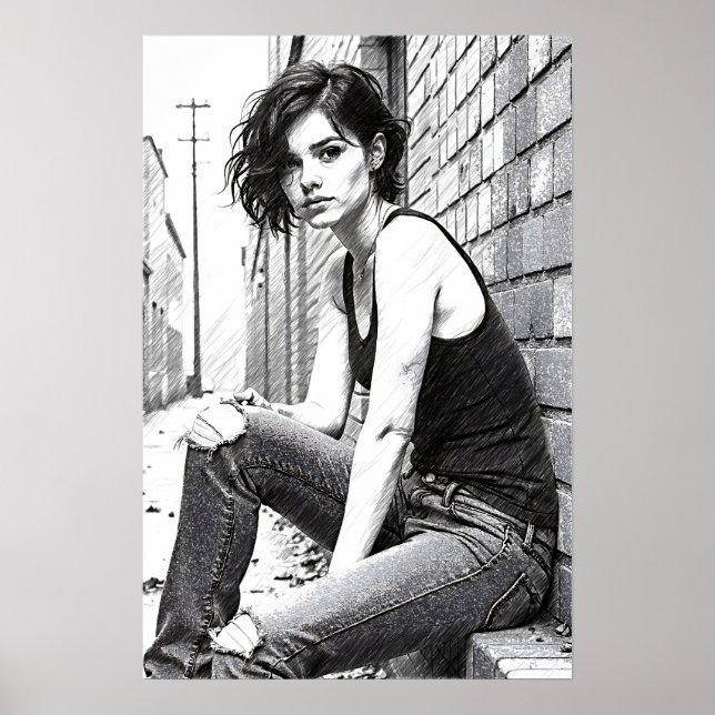 Young woman grumbles in the mists poster (Front)