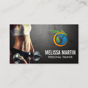 Young Woman Holding Dumbbells Fitness Health Business Card