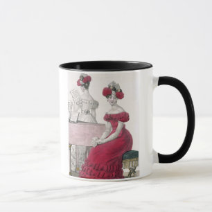 Young Woman in a Crepe Evening Dress with an Elabo Mug