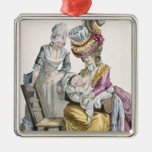 Young Woman in a Dress 'a la Levite' Breastfeeding Metal Ornament