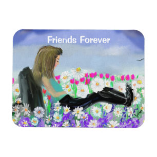 Young Woman In a Field of Daisies Magnet