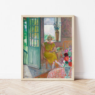 Young Woman in a Flowery Interior   Henri Lebasque Poster