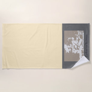 young woman in a yoga pose beach towel