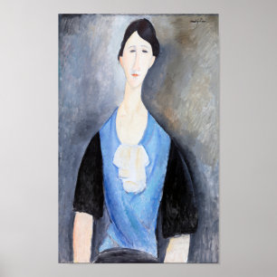 Young Woman in Blue, Modigliani Poster
