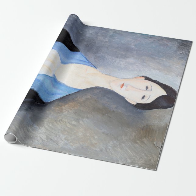 Young Woman in Blue, Modigliani Wrapping Paper (Unrolled)