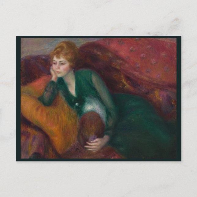 Young Woman in Green, William James Glackens Postcard (Front)