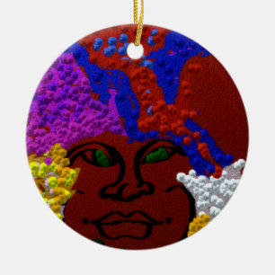 Young Woman in the Flower Mist Ceramic Ornament