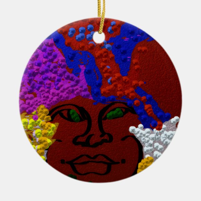 Young Woman in the Flower Mist Ceramic Ornament (Front)