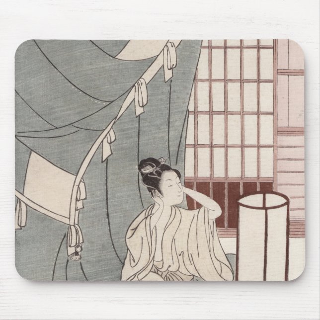 Young woman kneeling by her mosquito net, 1766 mouse pad (Front)