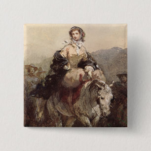 Young Woman on a Horse 15 Cm Square Badge
