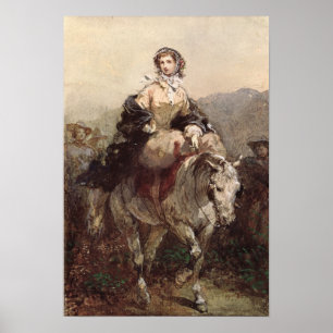 Young Woman on a Horse Poster