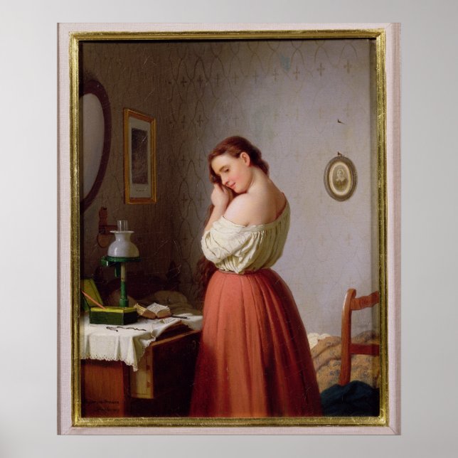Young Woman Plaiting her Hair Poster (Front)