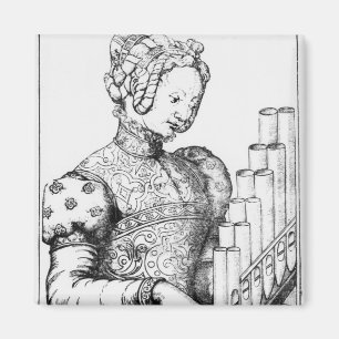 Young Woman Playing a Portative Organ Magnet