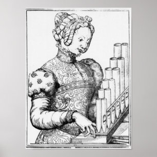 Young Woman Playing a Portative Organ Poster