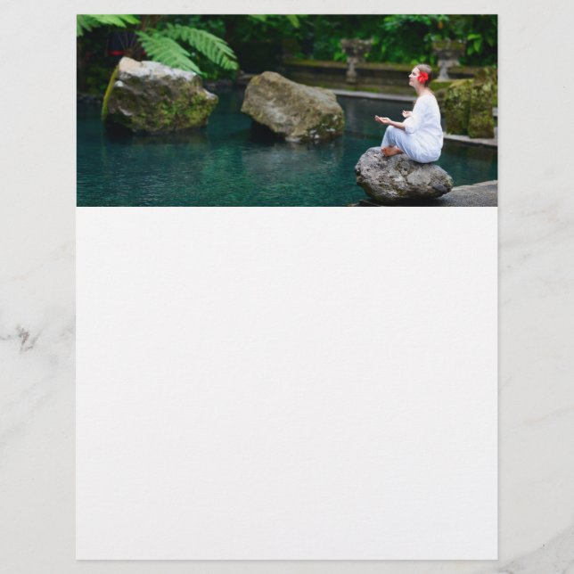 Young woman practices yoga flyer (Front)