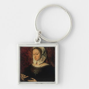 Young Woman Reading a Book of Hours (oil on panel) Key Ring