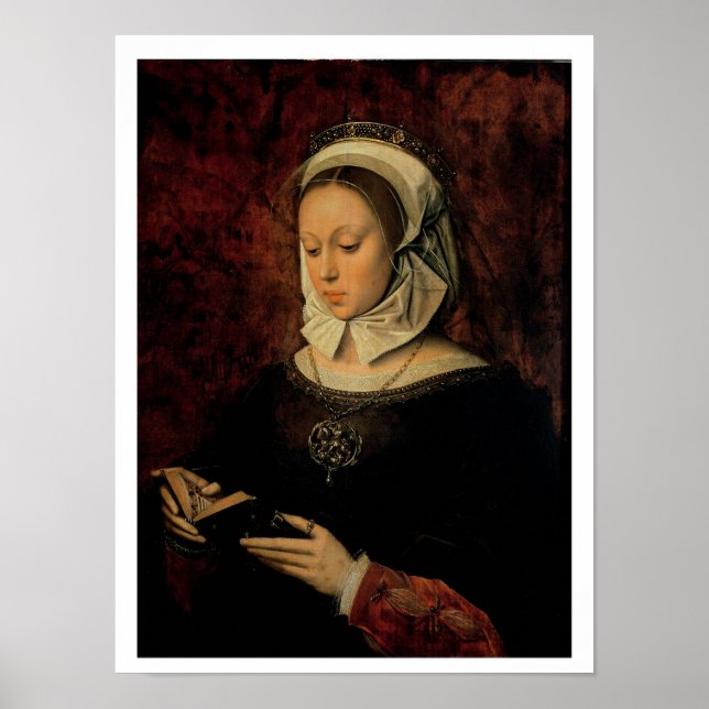 Young Woman Reading a Book of Hours (oil on panel) Poster (Front)