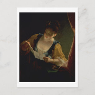 Young Woman Reading a Letter (oil on canvas) Postcard