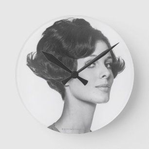 Young Woman Round Clock