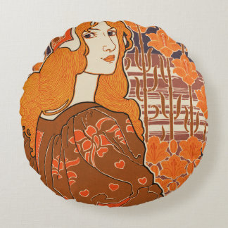 Young Woman Round Cushion