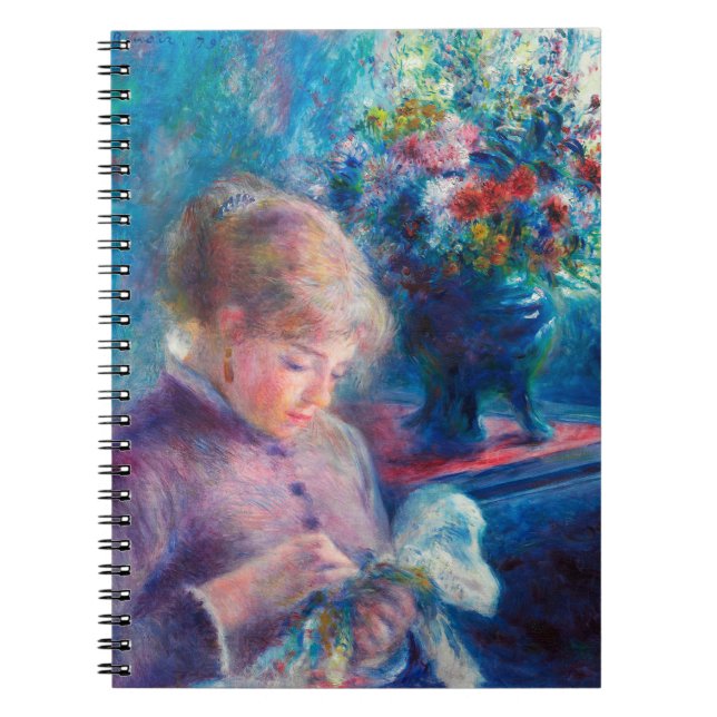 Young Woman Sewing by Pierre-Auguste Renoir Notebook (Front)