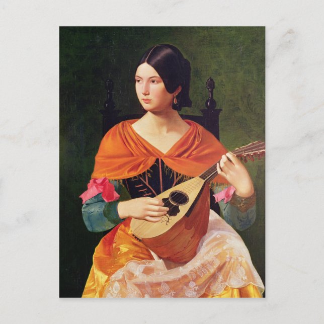 Young Woman with a Mandolin, 1845-47 Postcard (Front)