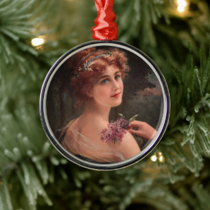 Young Woman with a Sprig of Lilac  Metal Ornament