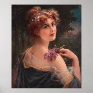 Young Woman with a Sprig of Lilac Poster