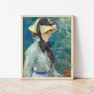 Young Woman with a Straw Hat   Berthe Morisot Poster