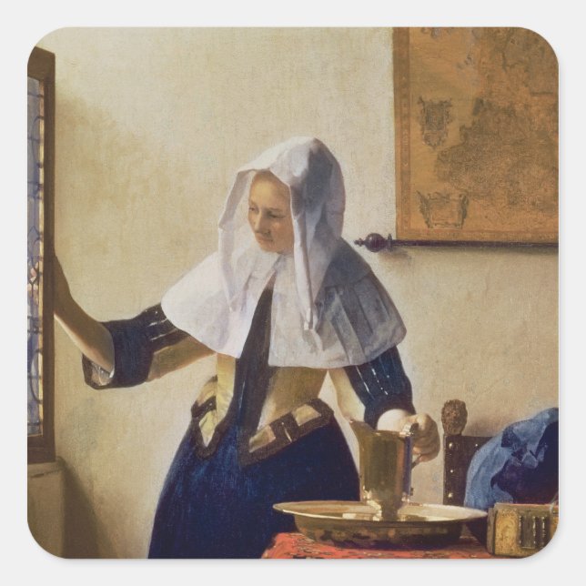 Young Woman with a Water Jug, c.1662 Square Sticker (Front)