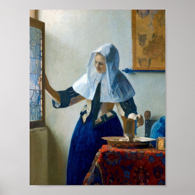Young Woman with a Water Pitcher by Vermeer Poster (Front)