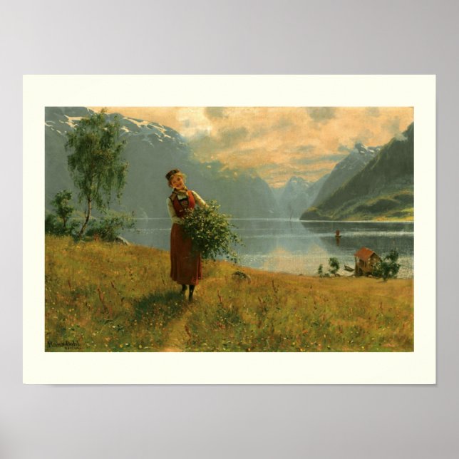 Young Woman with Birch Branches Poster (Front)