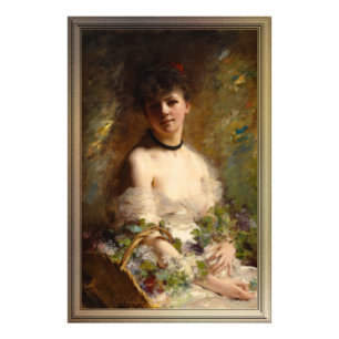 Young Woman with Flower Basket Photo Print