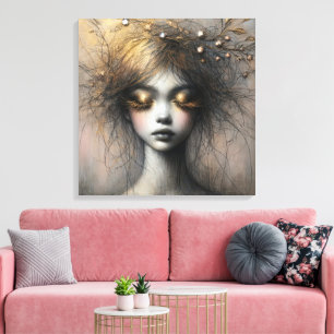Young Woman With Gold Eyelashes Canvas Print