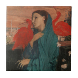Young Woman with Ibis Ceramic Tile