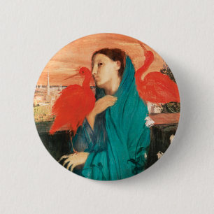 Young Woman with Ibis Fine Art by Edgar Degas 6 Cm Round Badge