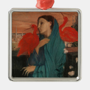 Young Woman with Ibis Metal Ornament