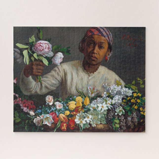 Young Woman with Peonies by Frederic Bazille Jigsaw Puzzle (Horizontal)