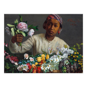 Young Woman with Peonies by Frederic Bazille Photo Print