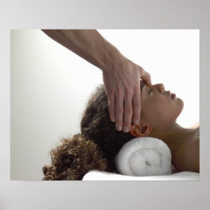 Young women enjoying a massage poster
